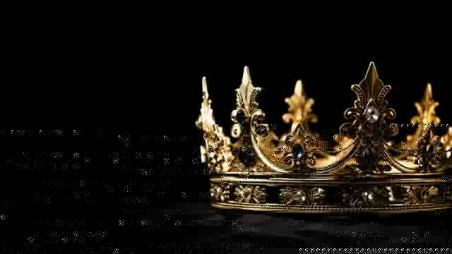 Ornate ceremonial gold crown on a black background